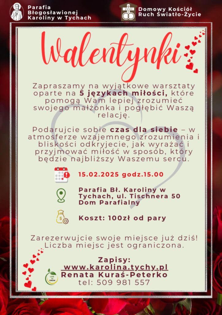 WARSZTATY WALENTYNKOWE – PIĘĆ JĘZYKÓW MIŁOŚCI 15.02.2025