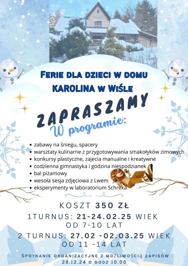 Ferie zimowe w domu Karolina w Wiśle